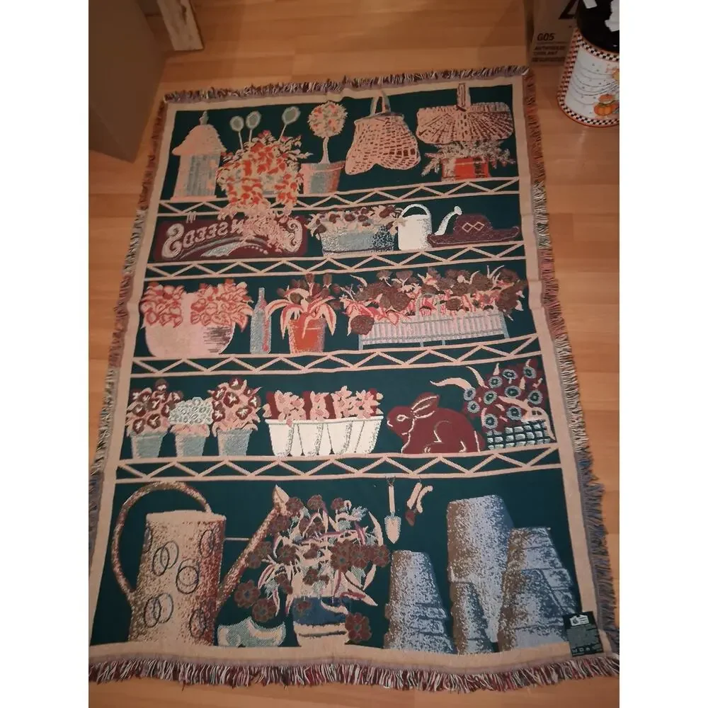 Goodwin Weavers Garden Tapestry Throw Blanket Cottagecore Crazy Plant Lady 70x48